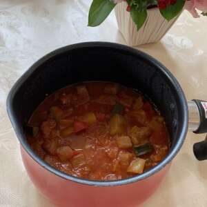 トマト缶で鶏のトマト煮　ラタトゥイユ風☆